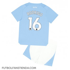 Manchester City Rodri Hernandez #16 Primera Equipación Niños 2023-24 Manga Corta (+ Pantalones cortos)